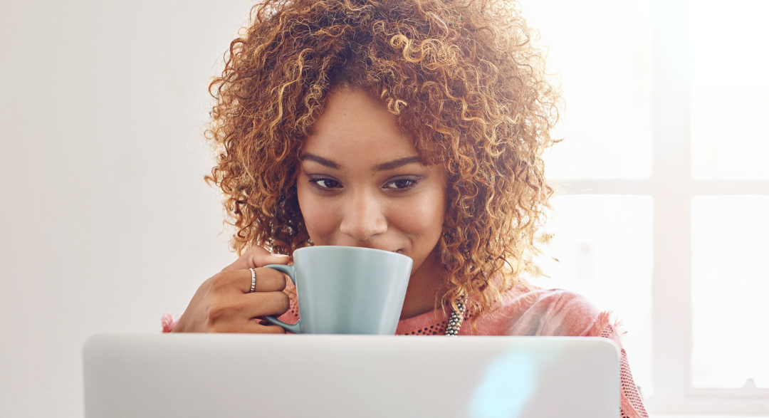 woman drinking coffee